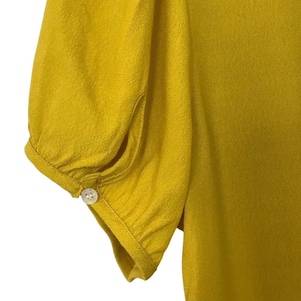 J. Crew Short Sleeve Button Peplum Blouse Yellow Size 4 Tall